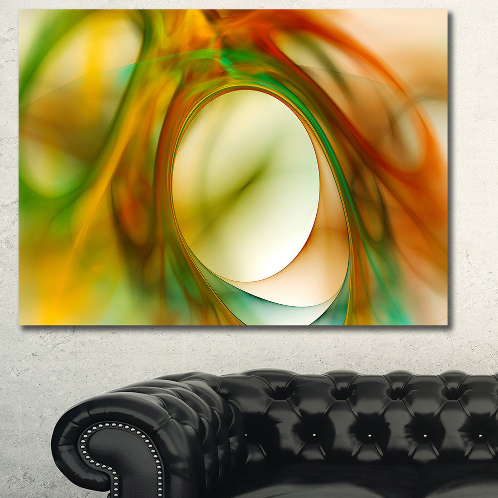 Circled Green Psychedelic Texture, Oversized Abstract Canvas Art Print, 60x40