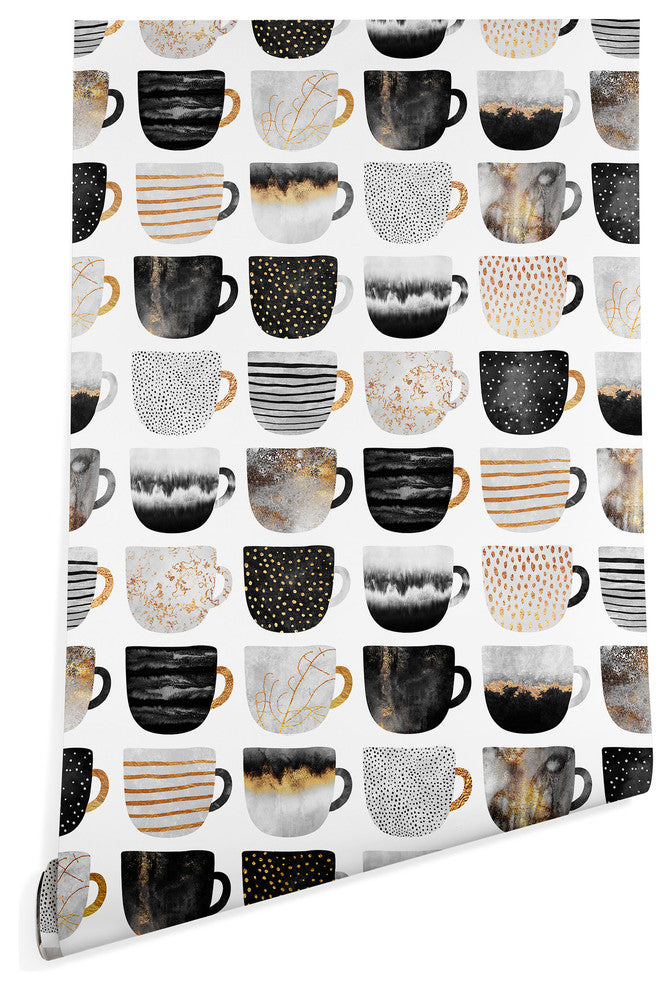 Deny Designs Elisabeth Fredriksson Pretty Coffee Cup Wallpaper, White, 2'x4'
