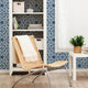 Geo Flowers Peel and Stick Vinyl Wallpaper, Navy, 24"w X 108"h