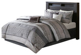 Madison Park Rhapsody Jacquard Stripe Mosaic 7-Piece Comforter Set, Grey