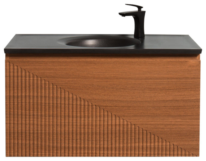 Simon  Wall Mount Vanity With Integrated black Sink, 36"