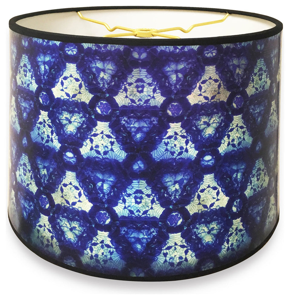 Decorative Handmade Lamp Shade, Blue Kaleidoscope Design, 10"x10"x8