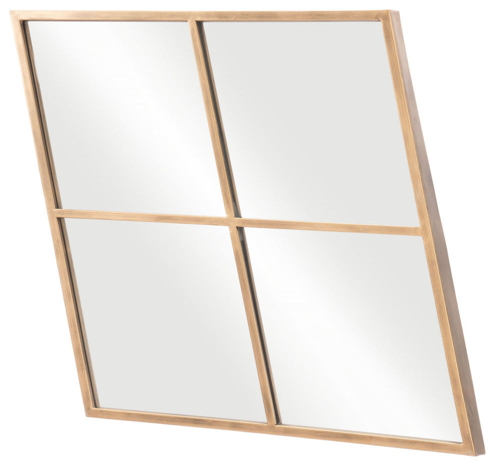 Frame Wall Mirror, Glass, Steel Metal, Gold, Bedroom Living