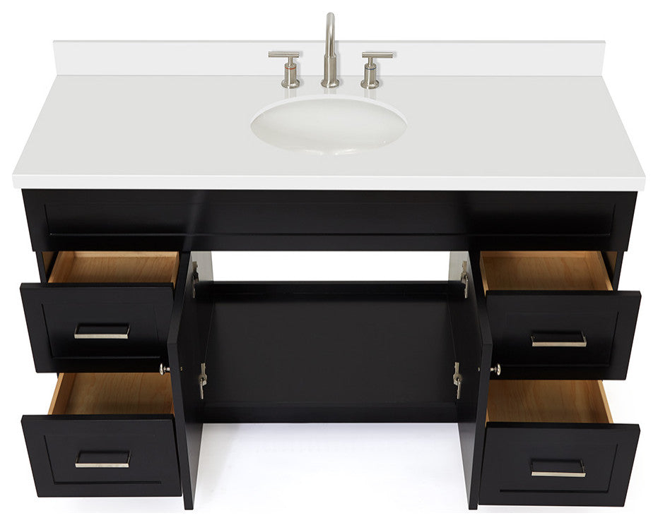 Ariel Hamlet 61" Oval Sink Bath Vanity, 1.5" White Quartz