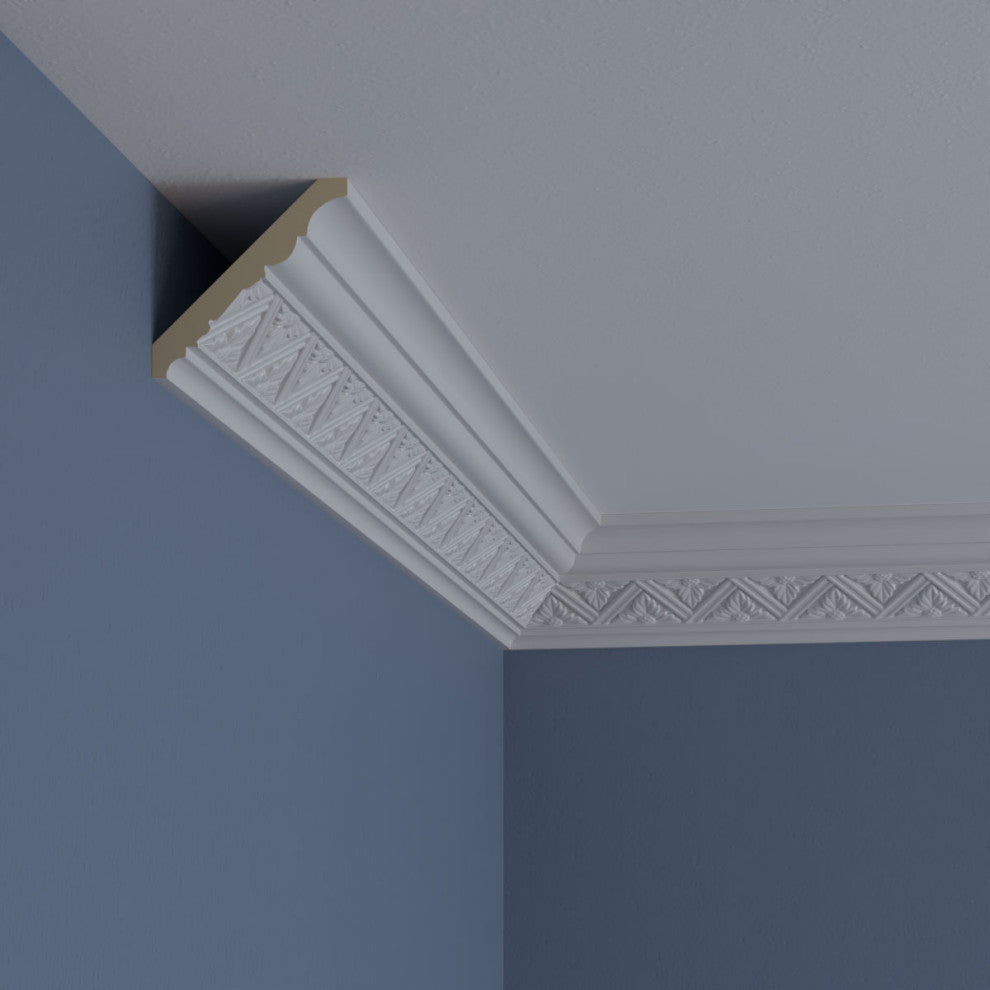 3"Hx3"Px4 1/8"Fx96 1/8"L, 2 3/8" Repeat, Bradley Crown Moulding