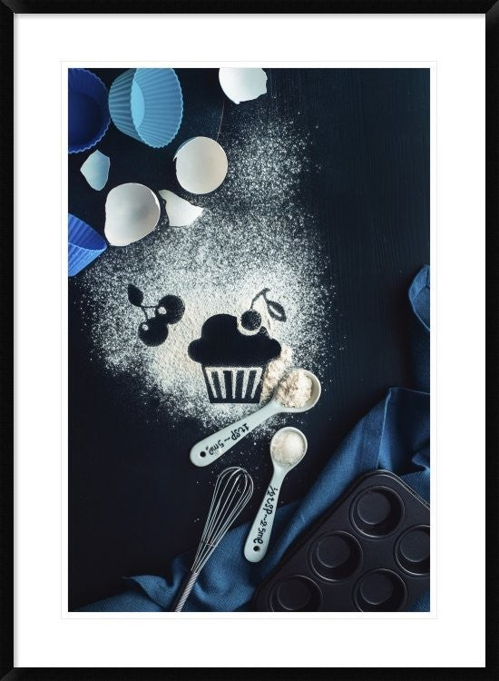 "Baking Recipe: Cherry Muffin" Framed Digital Print by Dina Belenko, 28"x38"