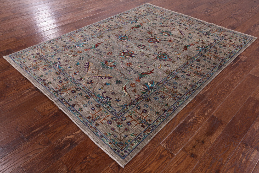 Handmade Persian Tabriz Wool Rug 5' 7" X 7' 6" Q9634