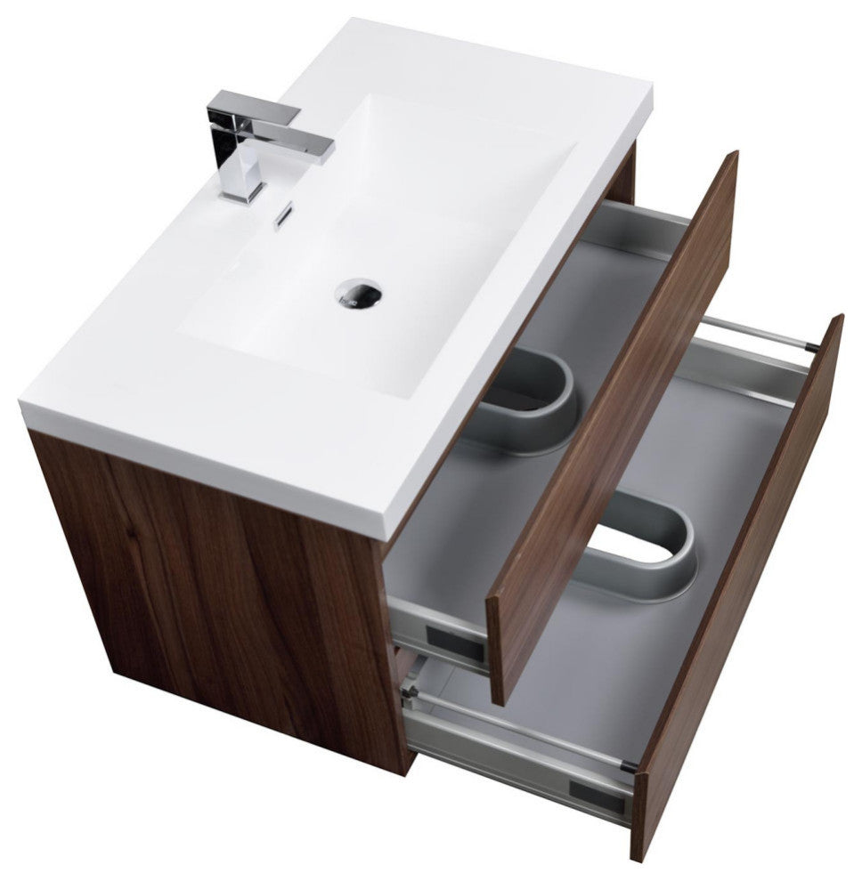 Angela 42" Wall-Mount Bath Vanity, Walnut