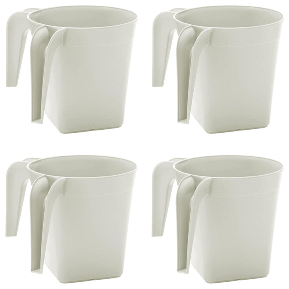 YBM Home Square Plastic Wash Cup, long-lasting, White, 4