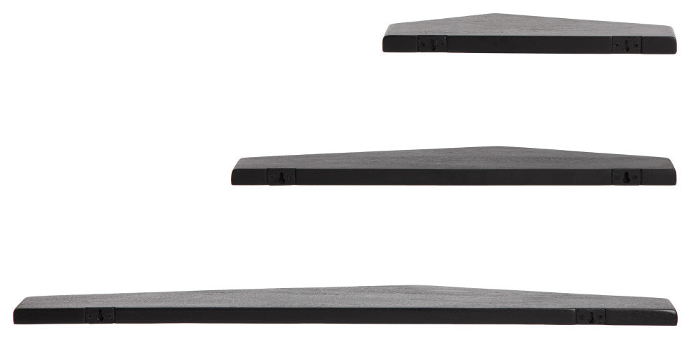 Force Set of 3 Wall Mounted Shelves, Black