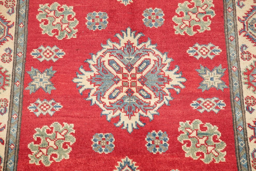 Kazak Traditional Wool Handmade Pakistani Oriental Area Rug, Red, 5'1"X3'1"