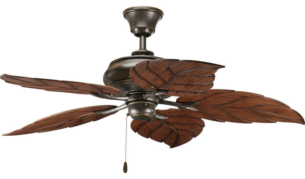 Progress Lighting 52" 5 Blade Indoor and Outdoor Celling Fan, Antique Bronze