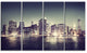 Black and White NYC Night Panorama, Canvas Print, 48"x28", 4 Panels