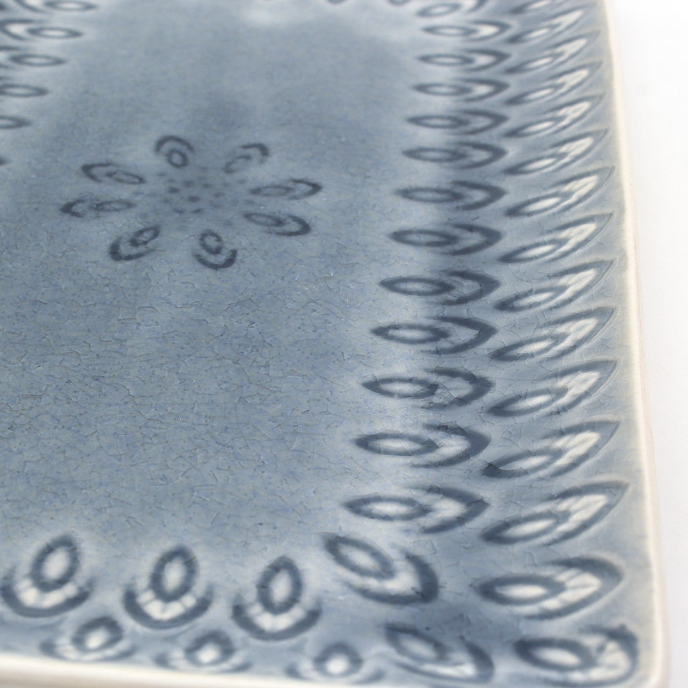 Peacock Crackle-glazed Rectangular Platter, Grey