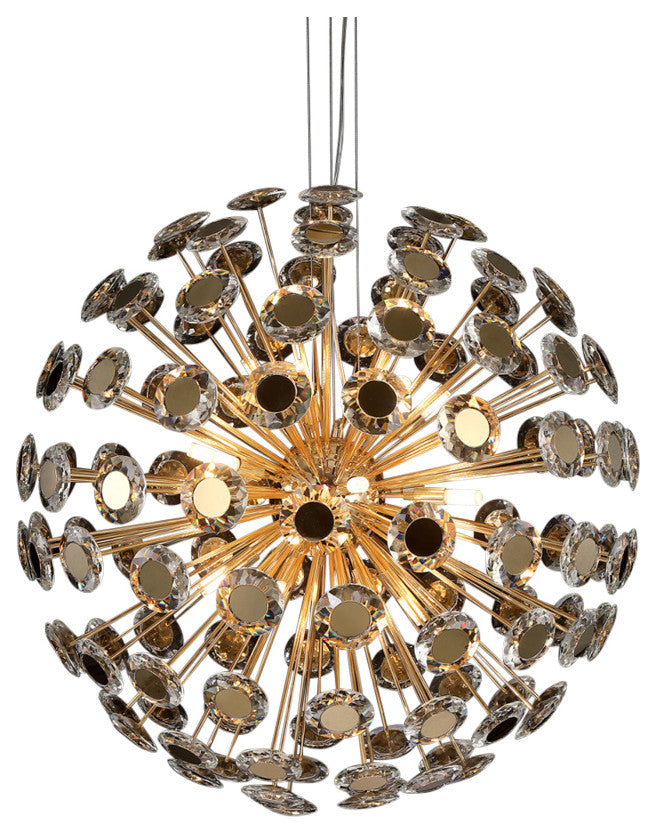 Pendant 18-Light Round Crystal Chandelier - Gold