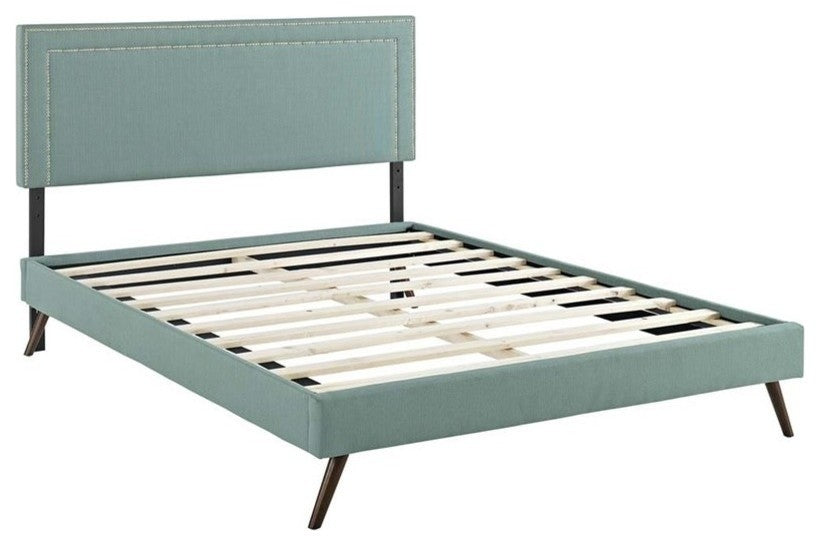 Modway Jessamine Full Fabric Platform Bed With Round Splayed Legs, Laguna