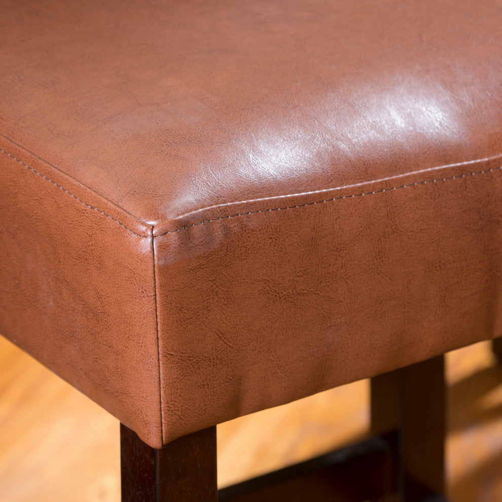 GDF Studio Duff Backless Leather Counter Stools, Set of 2, Hazelnut
