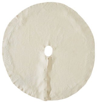 Handmade Christmas Tree Skirt, Felt Greenery on Cream