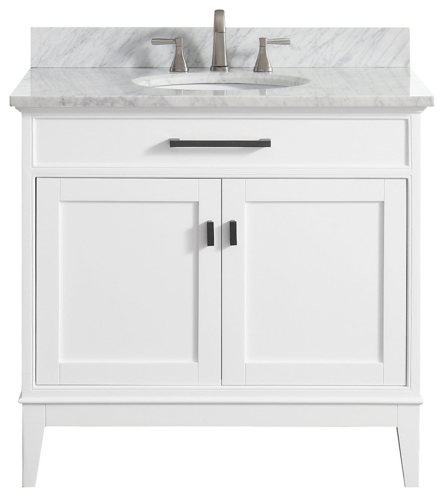 Avanity Madison 37" Vanity, White Finish, Carrera White Marble Top