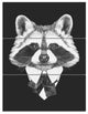 Funny Raccoon in Suit and Tie, Animal Triptych Canvas Art Print, 28x36, 3 Panels