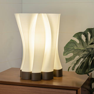 Flame 13.5" Bohemian Plant-Based PLA Dimmable LED Table Lamp, White/Brown