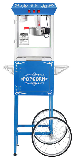 Popcorn Machine with Cart and 5-Pack of Kernels 8oz Popper