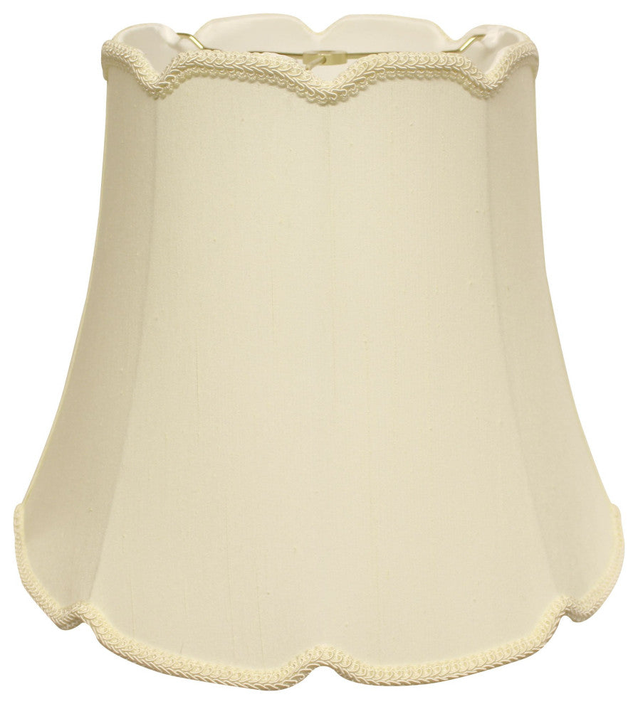 18" Ivory Empire Slanted Cylinder Scroll Edge Silk Lampshade