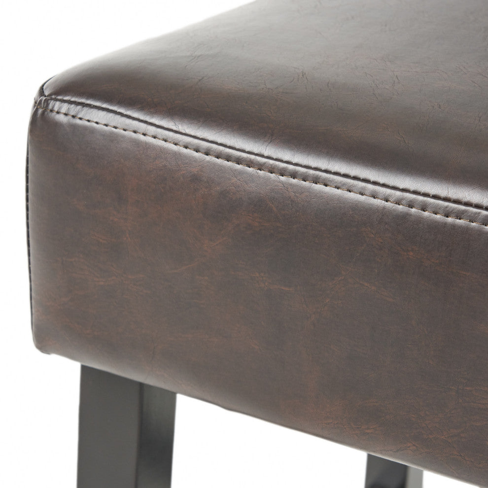 GDF Studio Duff Backless Brown Leather Bar Stools, Set of 2