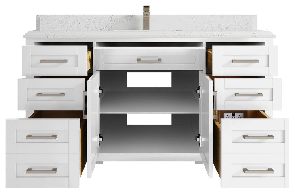 Cambridge 60 Single Bathroom Vanity in White 1.5" Empira Quartz