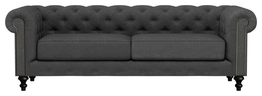 Nativa Interiors London 90" Sofa, Charcoal, Deep Plush Depth