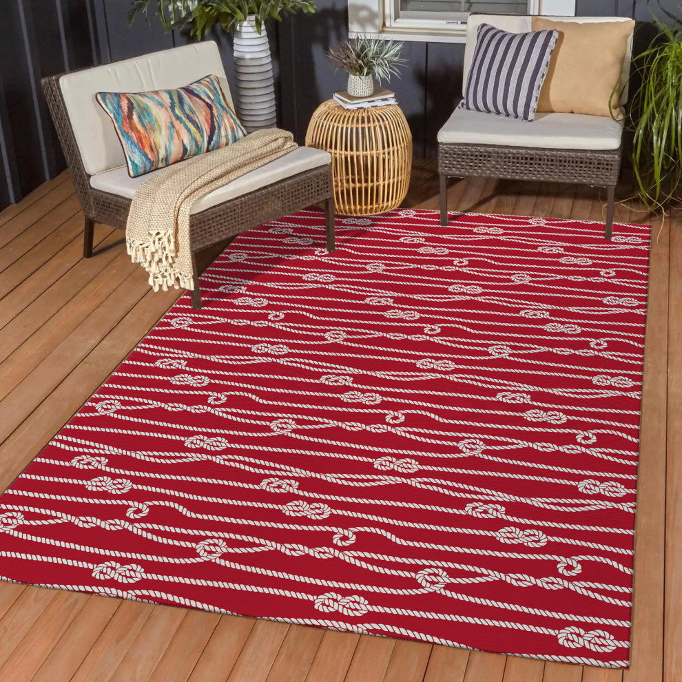 Indoor/Outdoor Harbor HA7 Red Machine Washable 3' x 5' Rug