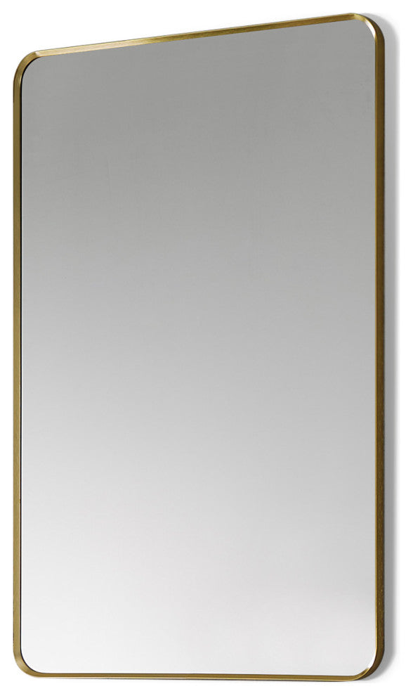 Nettuno Rectangle Bathroom/Vanity Aluminum Framed Wall Mirror, Brushed Gold, 24"