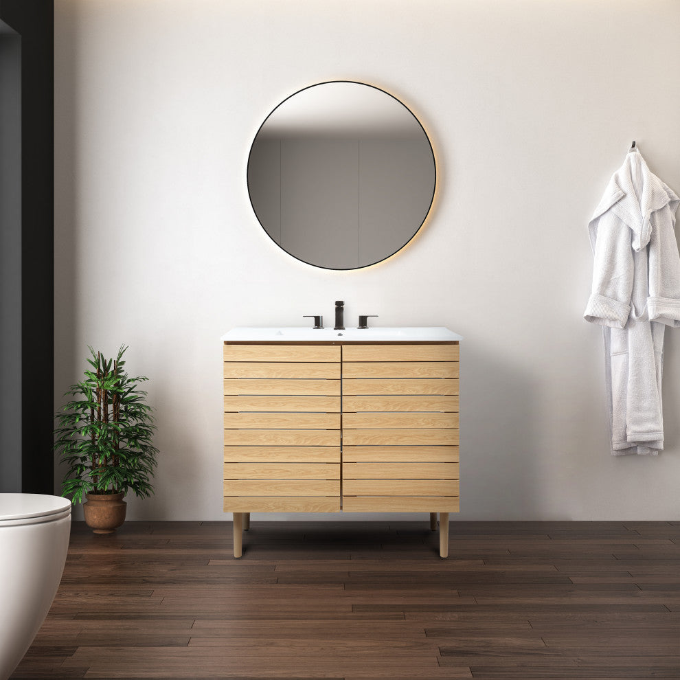 36" Modern Farmhouse 2-Shelf Bath Vanity Cabinet Only (Sink Basin not Included)