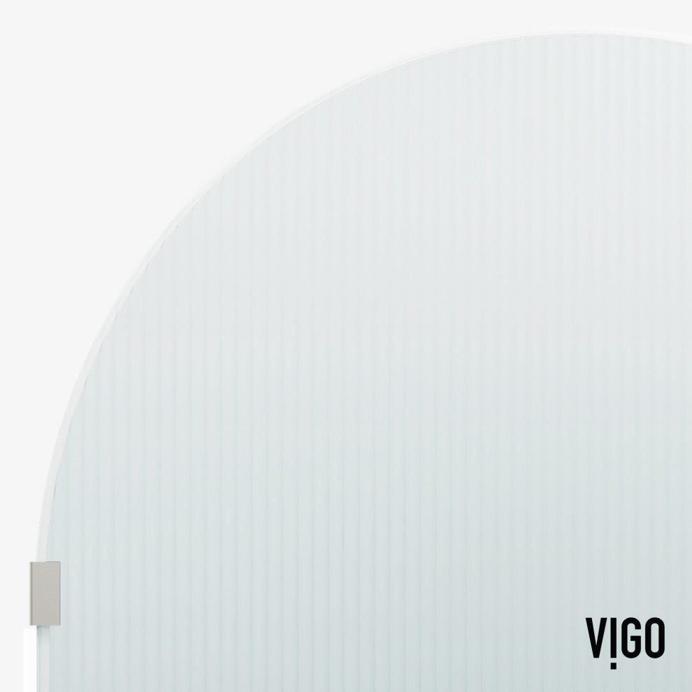 VIGO Arden 34" W x 78" H Frameless Fixed Shower Screen, Stainless Steel, Fluted Glass