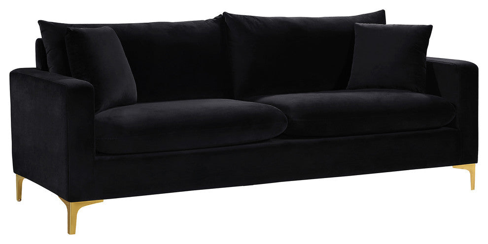 Naomi Velvet Upholstered Sofa, Black
