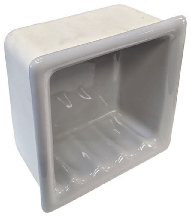 Recess Porcelain Rectangle Soap Dish Niche Shelf Bathroom Shower Holder, Sterling Silver Glossy
