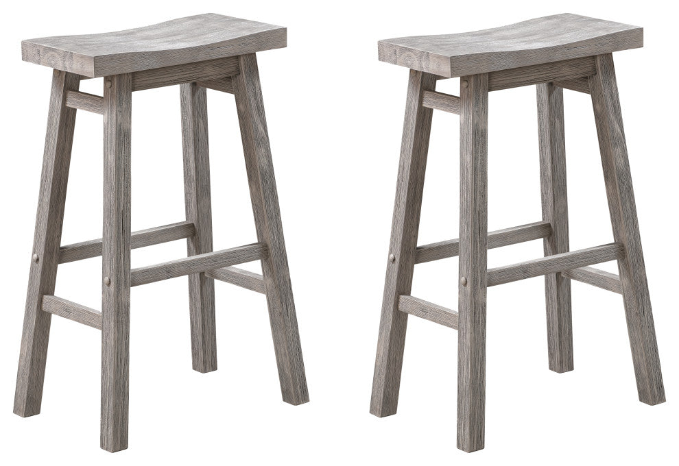Sonoma Saddle Seat Counter Stool, Storm Gray Wire-Brush, Bar Height, Set of 2