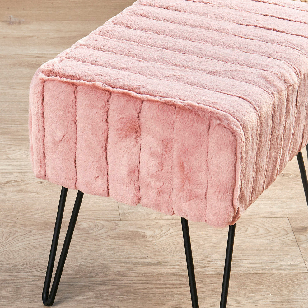 Serenta Super Mink Ottoman, Soft Pink, 19''x13''x17''