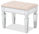 Modern Glam and Luxe Beige Fabric Upholestred Silver Finished Wood Ottoman