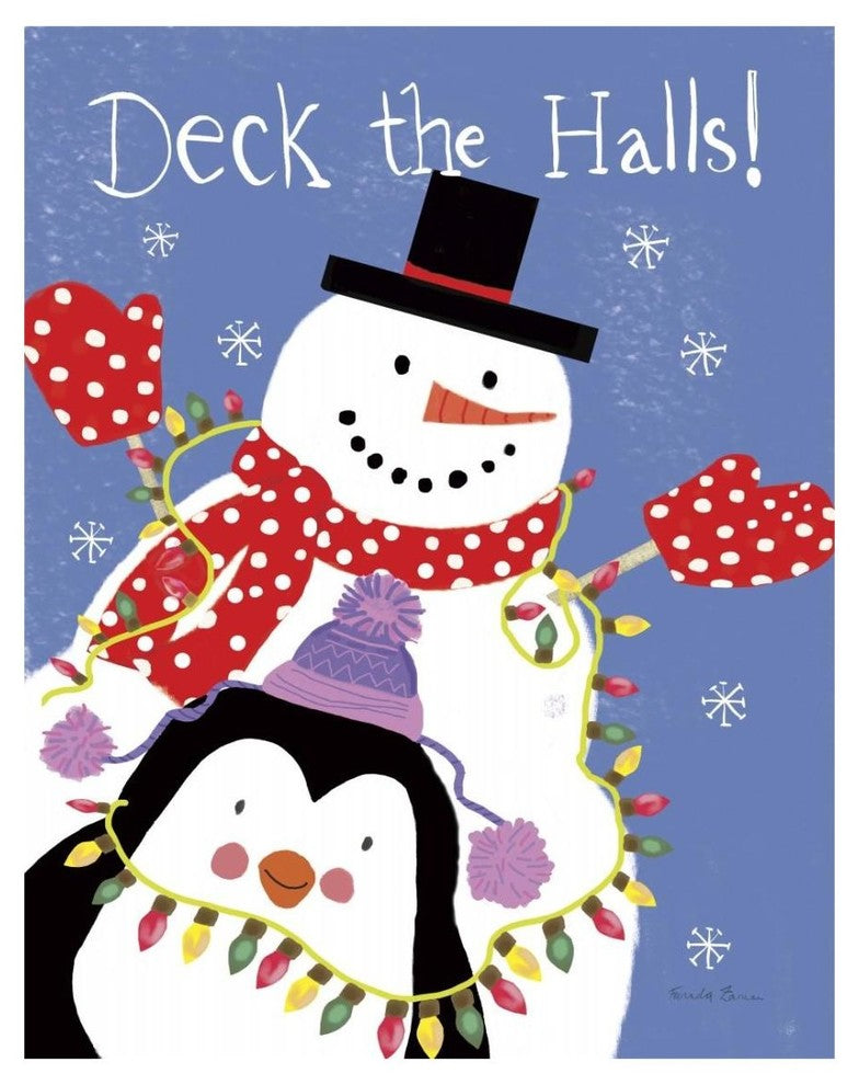 "Snowman and Penguin Friends III" Digital Paper Print by Farida Zaman, 22"x26"