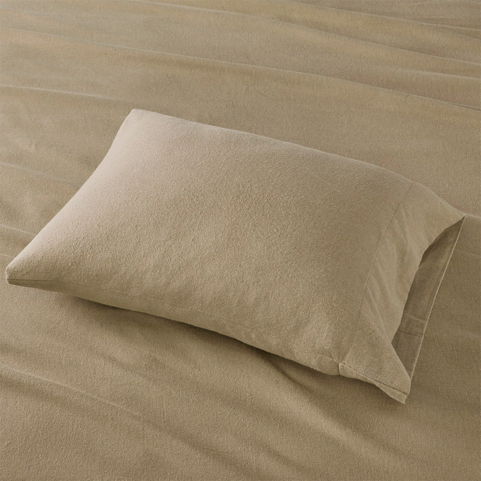 True North by Sleep Philosophy Cozy Flannel Sheet Set, Tan Solid