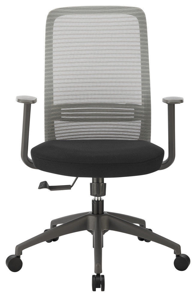 Kasper Mid-Back Office Chair, Grey Mesh Back and Black Fabric Seat