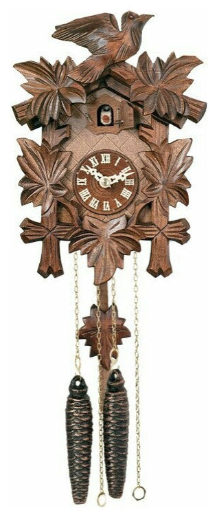 River City Clocks 11-09EQ Quartz Cuckoo Clock With Five Leaves & Bird