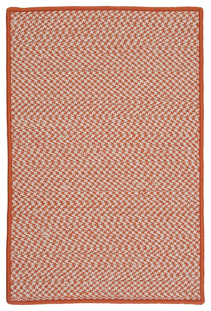 Outdoor Houndstooth Tweed Rug, Orange, 14"x17" Swatch Sample