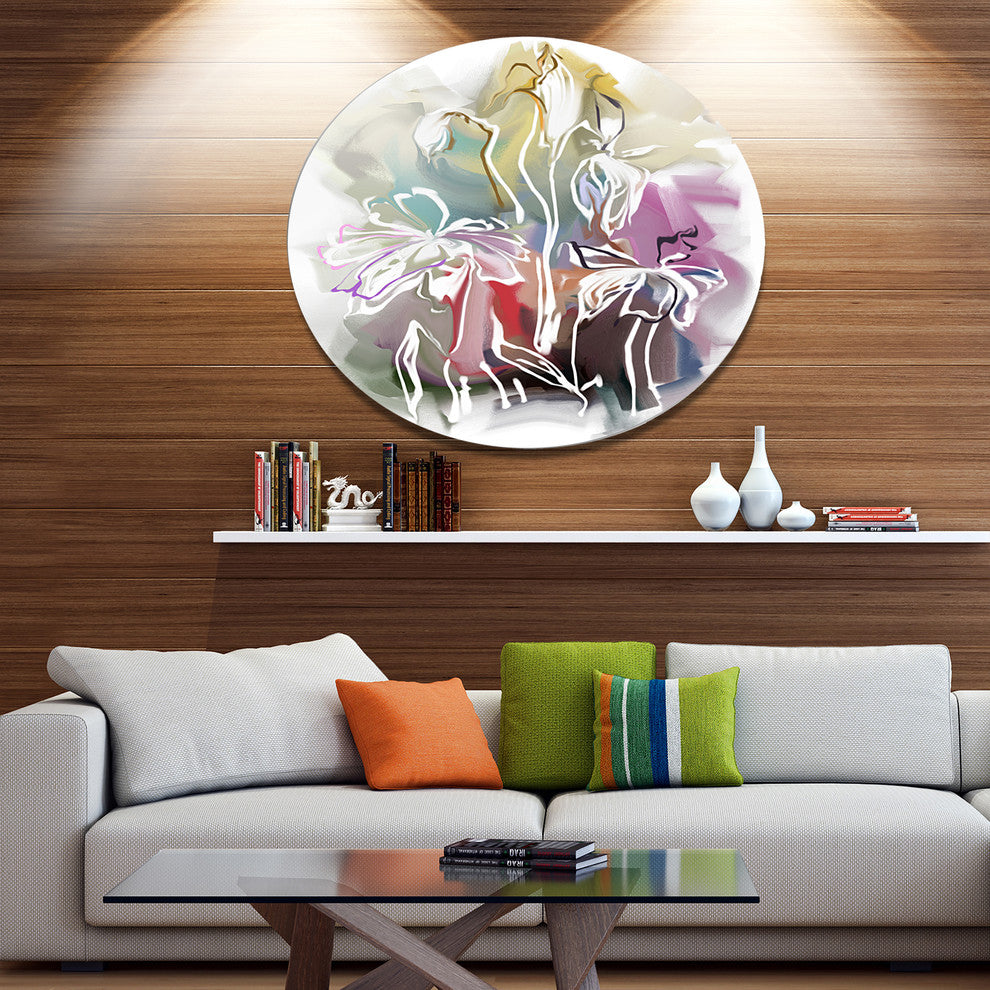 Bunch Of Abstract Textured Flowers, Floral Round Metal Wall Art, 23"