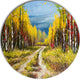 Golden Autumn, Landscape Round Wall Art, 23"