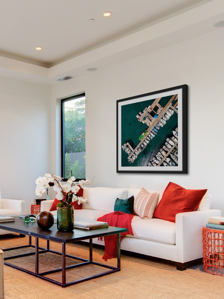 "Neatly Docked Boats" Framed Print by Karolis Janulis