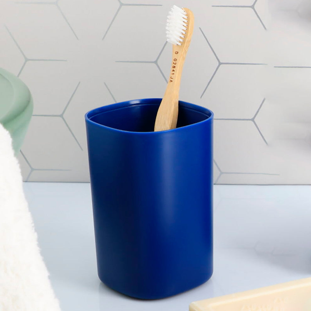 Bathroom Set Tumbler, Soap Dispenser, Soap Dish Set of 3 Accessories, Royal Blue