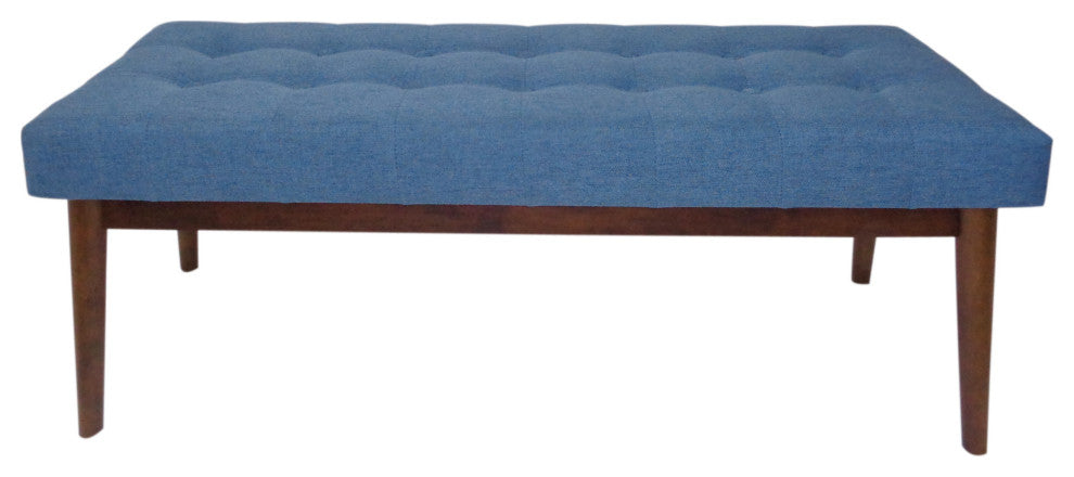 GDF Studio Flora Mid Century Tufted Fabric Ottoman, Blue