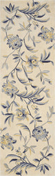 2' x 8' Runner Wool Ivory or Blue Area Rug